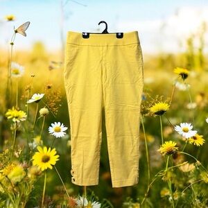 Cleo Bright Yellow Cropped Pants with Ankle Detail